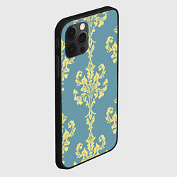 Чехол для iPhone 12 Pro Узор на обоях бледно-жёлтый на пыльно-голубом, цвет: 3D-черный — фото 2