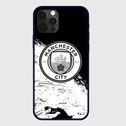 Чехол для iPhone 12 Pro Манчестер сити черно белые краски, цвет: 3D-черный