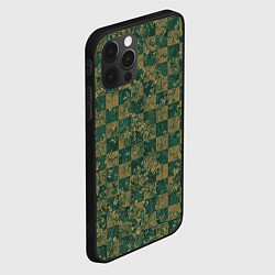 Чехол для iPhone 12 Pro Цветы на зелёной шахматной доске, AI, цвет: 3D-черный — фото 2