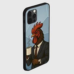 Чехол для iPhone 12 Pro Петух бизнесмен с кофе, цвет: 3D-черный — фото 2