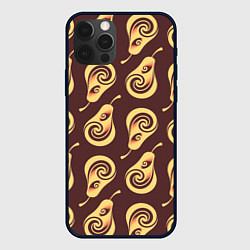 Чехол для iPhone 12 Pro Груши в шоколаде абстрактный паттерн, цвет: 3D-черный