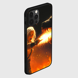Чехол для iPhone 12 Pro Цири сражается с монстром медведем, цвет: 3D-черный — фото 2