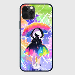 Чехол для iPhone 12 Pro Девочка под дождём арт, цвет: 3D-черный