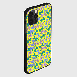 Чехол для iPhone 12 Pro Розовые, бирюзовые и синие банты на желтом, цвет: 3D-черный — фото 2