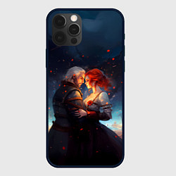 Чехол для iPhone 12 Pro Геральт и Трисс ночью, цвет: 3D-черный