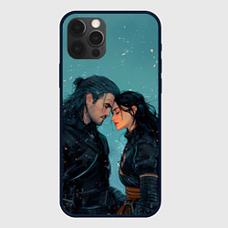 Чехол для iPhone 12 Pro Йеннифэр и Геральт под снегом, цвет: 3D-черный