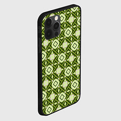 Чехол для iPhone 12 Pro Текстура из ромбов зеленая, цвет: 3D-черный — фото 2