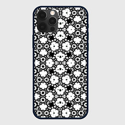 Чехол для iPhone 12 Pro Геометрически-цветочный градиент, цвет: 3D-черный