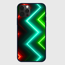 Чехол для iPhone 12 Pro Неоновые зигзаги, цвет: 3D-черный