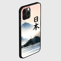 Чехол для iPhone 12 Pro Японский пейзаж и иероглифы, цвет: 3D-черный — фото 2
