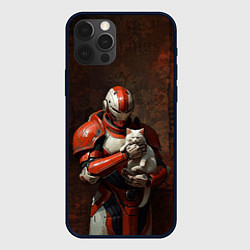 Чехол для iPhone 12 Pro Футуристичный воин с котом, цвет: 3D-черный