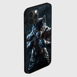 Чехол для iPhone 12 Pro Волк боец в перчатках, цвет: 3D-черный — фото 2