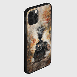 Чехол для iPhone 12 Pro Ретро иллюстрация старого паровоза, цвет: 3D-черный — фото 2