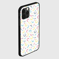Чехол для iPhone 12 Pro Цветные точки и дуги на белом, цвет: 3D-черный — фото 2