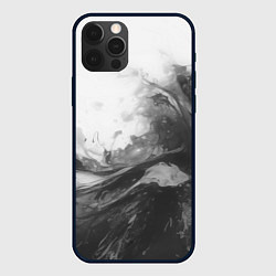 Чехол для iPhone 12 Pro Серые морские волны абстракция, цвет: 3D-черный
