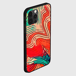 Чехол для iPhone 12 Pro Красно-зелёный полосатая абстракция, цвет: 3D-черный — фото 2