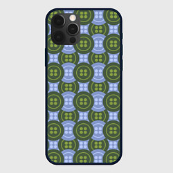 Чехол для iPhone 12 Pro Зеленые и синие пуговицы, цвет: 3D-черный