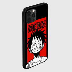 Чехол для iPhone 12 Pro Ван Пис, Луффи на красном, цвет: 3D-черный — фото 2
