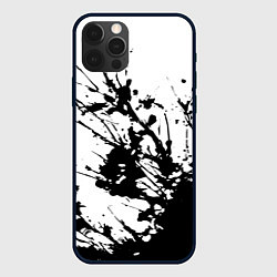 Чехол для iPhone 12 Pro Чёрная взрывная краска на белом, цвет: 3D-черный