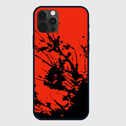 Чехол для iPhone 12 Pro Взрыв чёрной краски на красно-оранжевом, цвет: 3D-черный