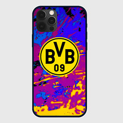 Чехол для iPhone 12 Pro Borussia абстрактные краски, цвет: 3D-черный