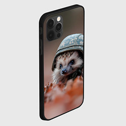 Чехол для iPhone 12 Pro Ежик солдат в каске, цвет: 3D-черный — фото 2