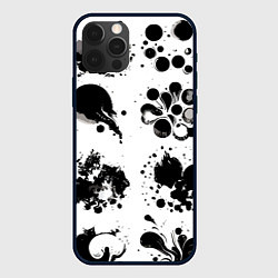 Чехол для iPhone 12 Pro Чёрно-белые кляксы - абстракция, цвет: 3D-черный