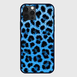 Чехол для iPhone 12 Pro Леопардовый голубой, цвет: 3D-черный