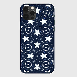 Чехол для iPhone 12 Pro Звезды, квадраты, сердечки, цвет: 3D-черный