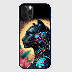 Чехол для iPhone 12 Pro Девушка-кошка арт нуво и киберпанк коллаба, цвет: 3D-черный