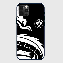 Чехол для iPhone 12 Pro Borussia дракон белый, цвет: 3D-черный