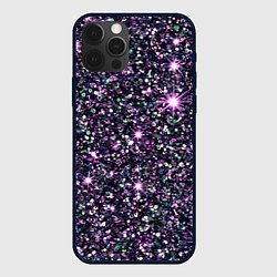 Чехол для iPhone 12 Pro Имитация блестящих пайеток тёмно-фиолетовый, цвет: 3D-черный