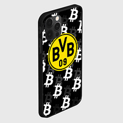 Чехол для iPhone 12 Pro Borussia биткоин паттерн, цвет: 3D-черный — фото 2