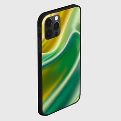 Чехол для iPhone 12 Pro Шелк зеленый с желтым, цвет: 3D-черный — фото 2