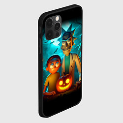 Чехол для iPhone 12 Pro Morty and Rick with pumpkin - neon halloween, цвет: 3D-черный — фото 2