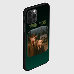 Чехол для iPhone 12 Pro Twin Pigs пародия, цвет: 3D-черный — фото 2