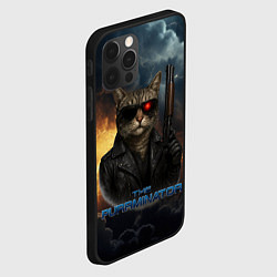 Чехол для iPhone 12 Pro The purrminator кот терминатор, цвет: 3D-черный — фото 2
