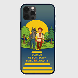 Чехол для iPhone 12 Pro Волков не бояться полноцветный орнамент, цвет: 3D-черный