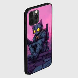 Чехол для iPhone 12 Pro Кот в механической броне в стиле киберпанк, цвет: 3D-черный — фото 2