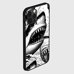 Чехол для iPhone 12 Pro Белая акула - стая, цвет: 3D-черный — фото 2