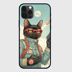Чехол для iPhone 12 Pro Кот стреляет из пистолета - фэнтези, цвет: 3D-черный