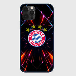 Чехол для iPhone 12 Pro Бавария Мюнхен неоновая абстракция, цвет: 3D-черный