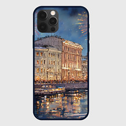 Чехол для iPhone 12 Pro Новогодний салют в Питере, цвет: 3D-черный