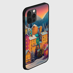 Чехол для iPhone 12 Pro Новогодний город в горах, цвет: 3D-черный — фото 2
