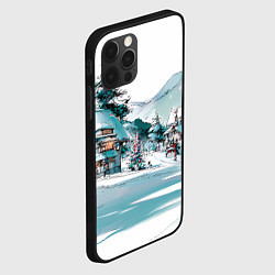 Чехол для iPhone 12 Pro Дома и елки - Новый год, цвет: 3D-черный — фото 2