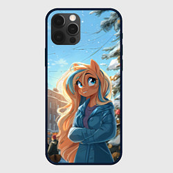 Чехол iPhone 12 Pro Лошадка на новогодней площади
