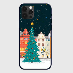 Чехол для iPhone 12 Pro Новогодняя ночь в городе, цвет: 3D-черный