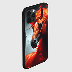 Чехол для iPhone 12 Pro Огненная лошадь на сером, цвет: 3D-черный — фото 2