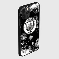 Чехол для iPhone 12 Pro Манчестер сити снежинки новый год, цвет: 3D-черный — фото 2