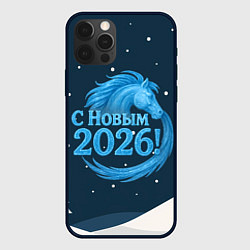 Чехол для iPhone 12 Pro С Новым 2026 снежная надпись, цвет: 3D-черный